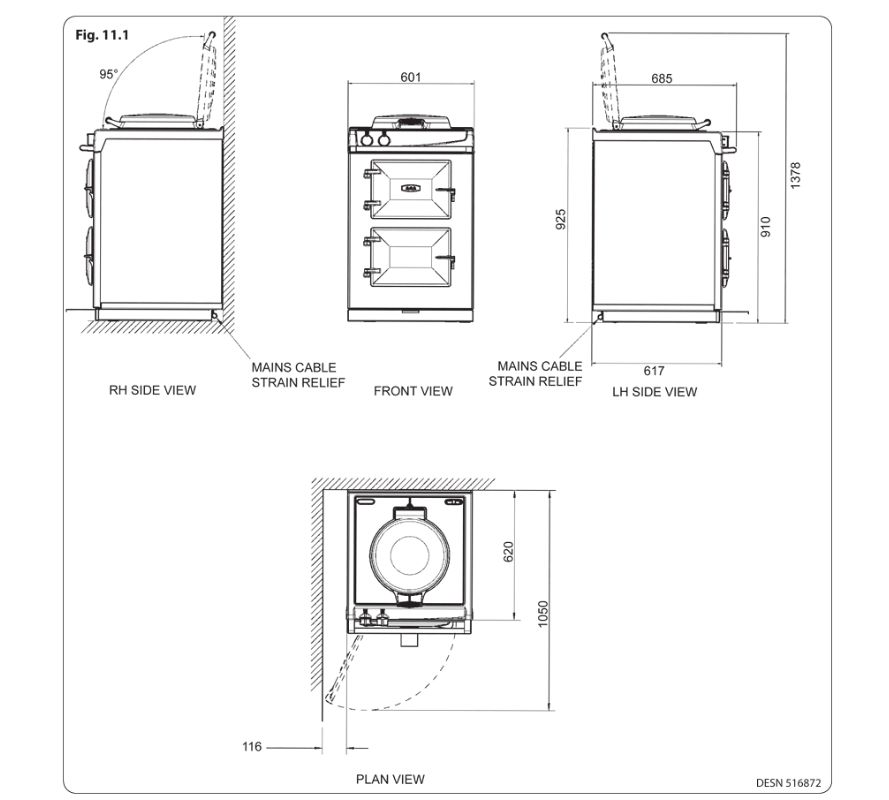 Abmessungen AGA eR3 60 Elektro – Plate